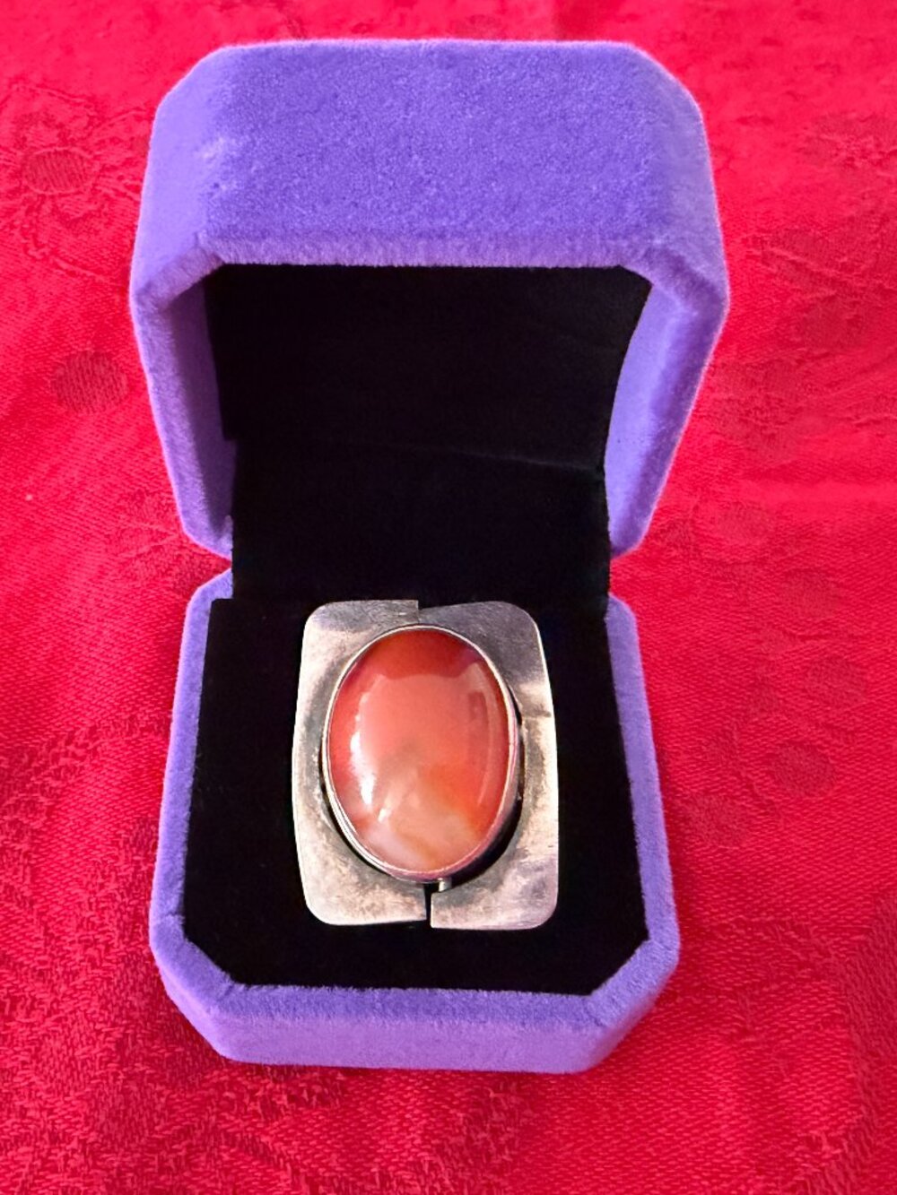 VINTAGE RING SIZE 7 800 SILVER MARK CARELIAN STONE